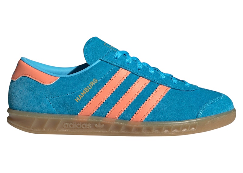 Pre-owned Adidas Originals Hamburg (women's) Sneakers In Sky Blue Rush/semi Coral/gold Metallic