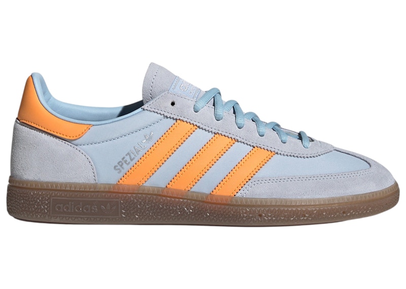 Men's Adidas Handball Spezial Sneakers in Crystal Sky Blue/Pure Tangerine/Gum