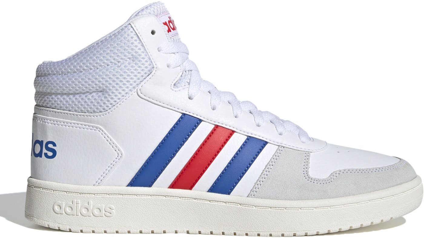 adidas Hoops 2.0 Mid White Blue Red - EE7382