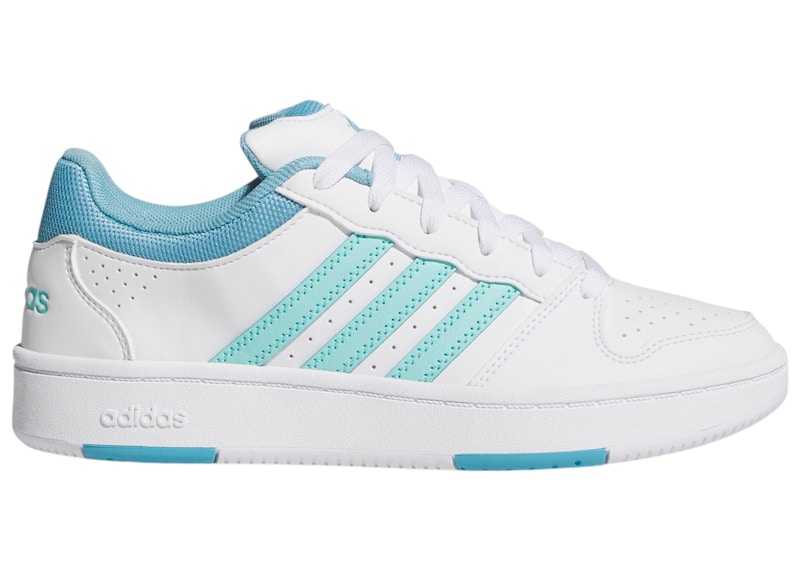 Adidas Hoops Classic White (Women's) Sneakers in Cloud White/Flash Aqua/Preloved Blue