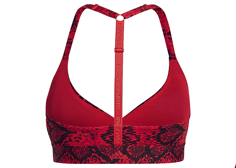 adidas Ivy Park Allover Print Triangle Bra 2.0 Red Black SS22 GB