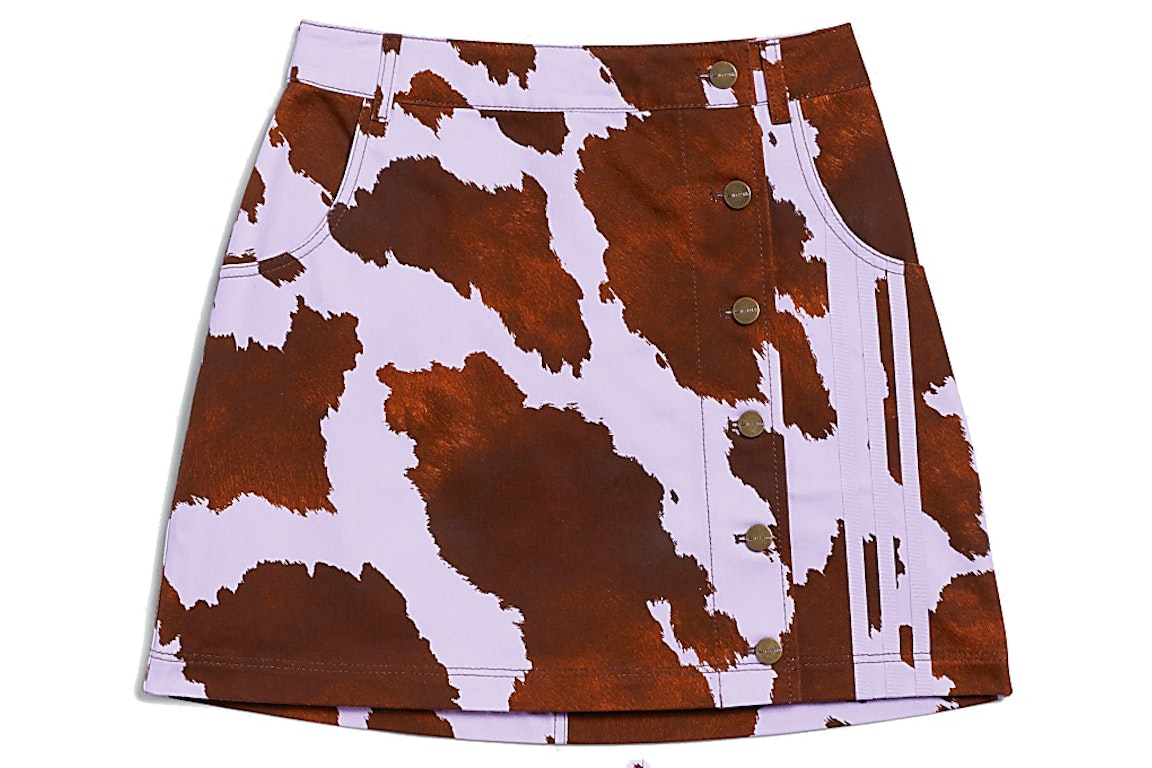 Pre-owned Adidas Originals Adidas Ivy Park Denim Cow-print Skirt (plus Size) Aop Cow Hide/purple Glow