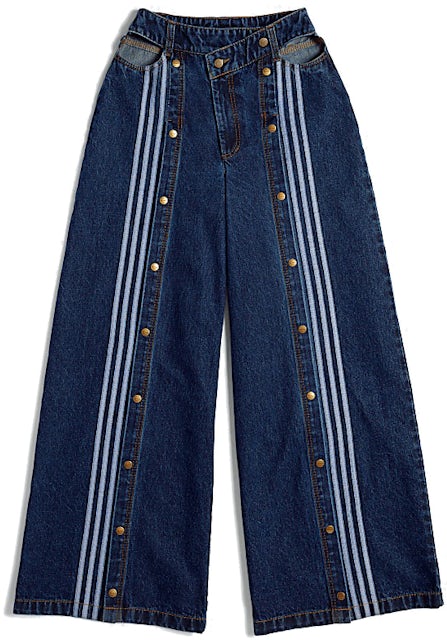 Adidas Women Ivy Park Denim Snap Pants Blue SM