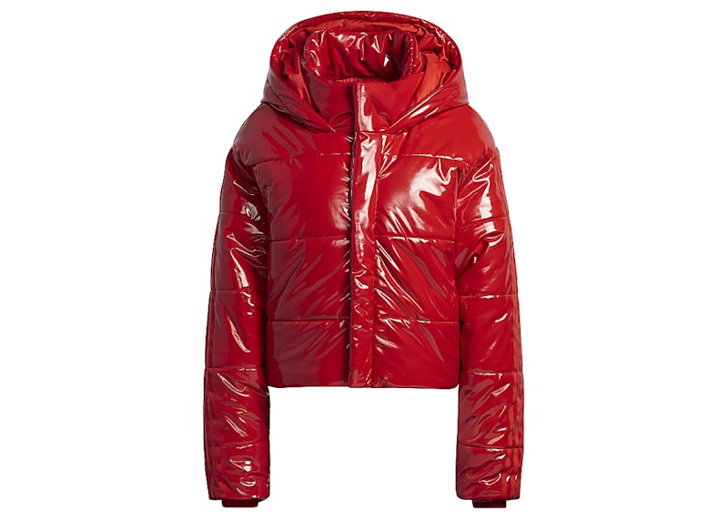 adidas Ivy Park Faux Latex Crop Puffer Jacket All Gender Red SS22 US