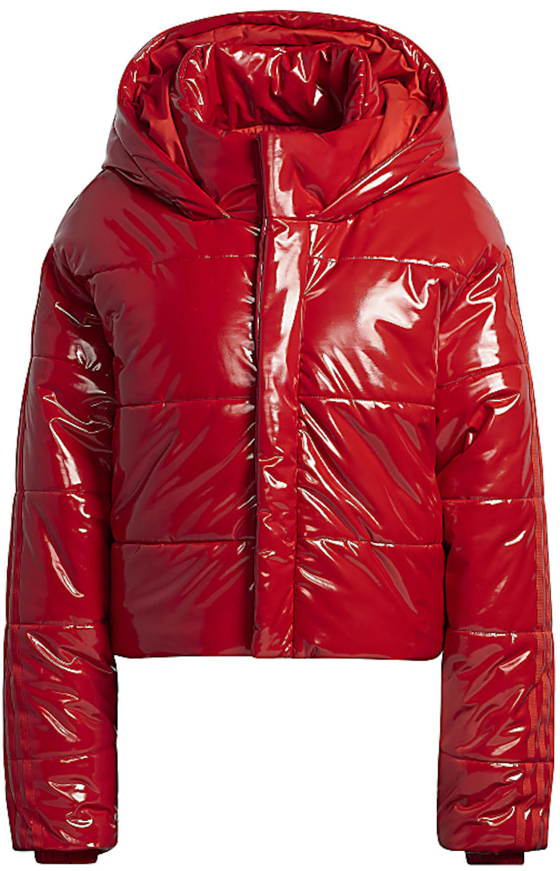 Adidas Red Cropped Puffer Jacket | canoeracing.org.uk