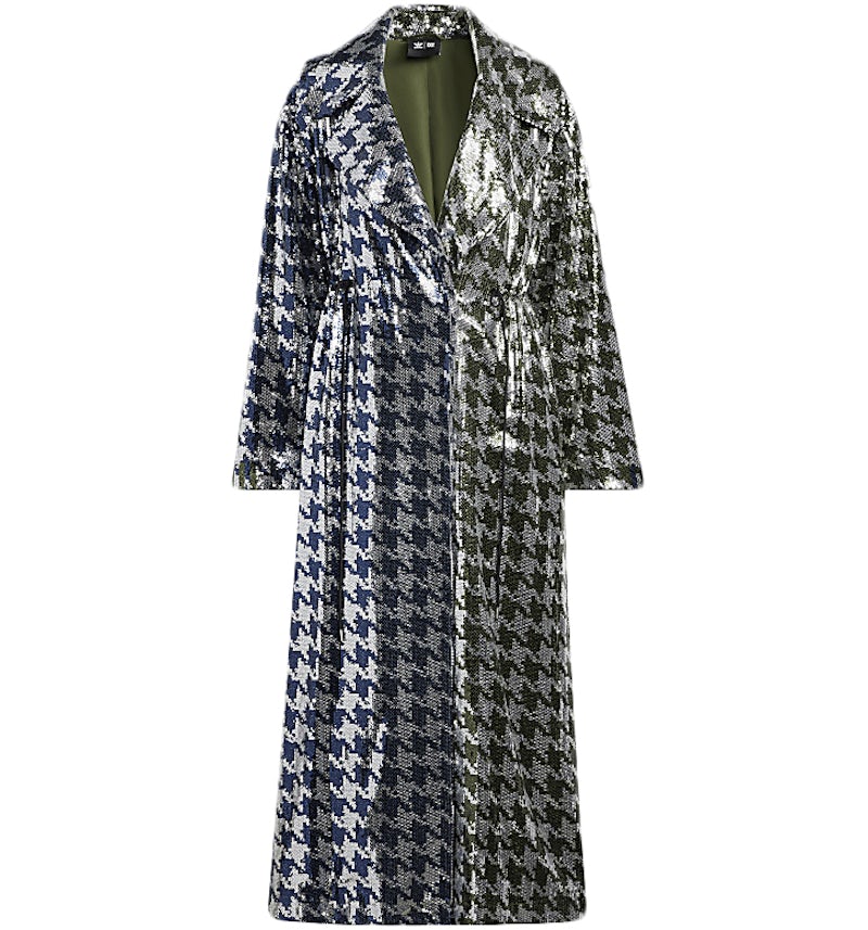 adidas Ivy Park Halls of Ivy Long Sequin Houndstooth Jacket Dark