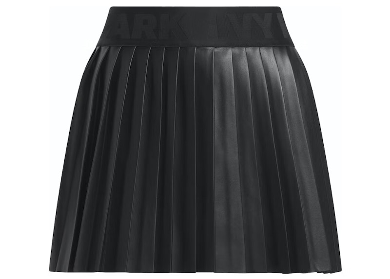 Pre-owned Adidas Originals Women's Adidas Ivy Park Leather Pleated Mini Skirt (asia Sizing) In Black