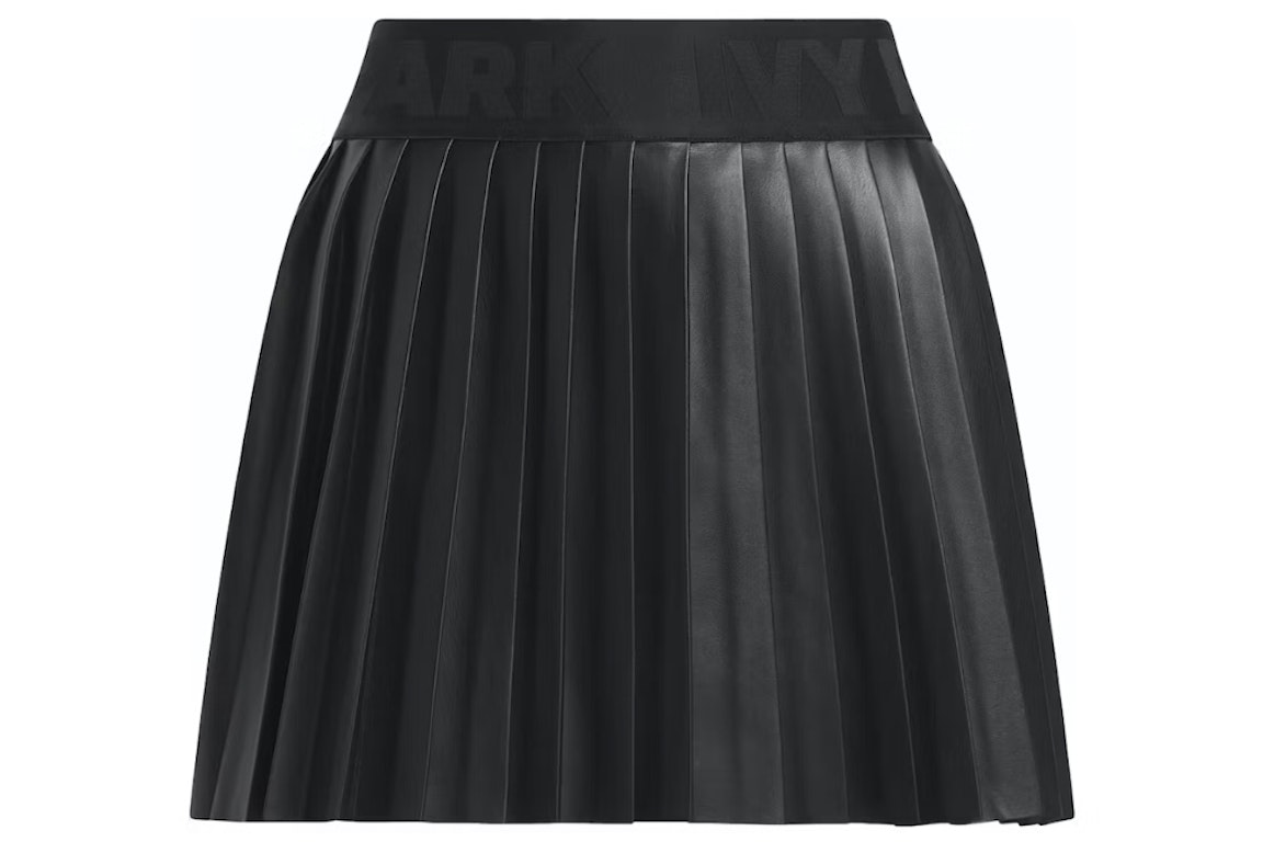 Pre-owned Adidas Originals Adidas Ivy Park Leather Pleated Mini Skirt (asia Sizing) Black