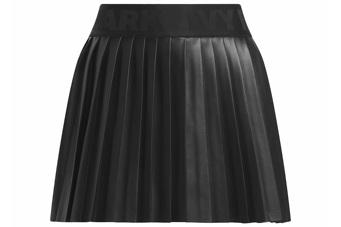 Pre-owned Adidas Originals Adidas Ivy Park Leather Pleated Mini Skirt Black