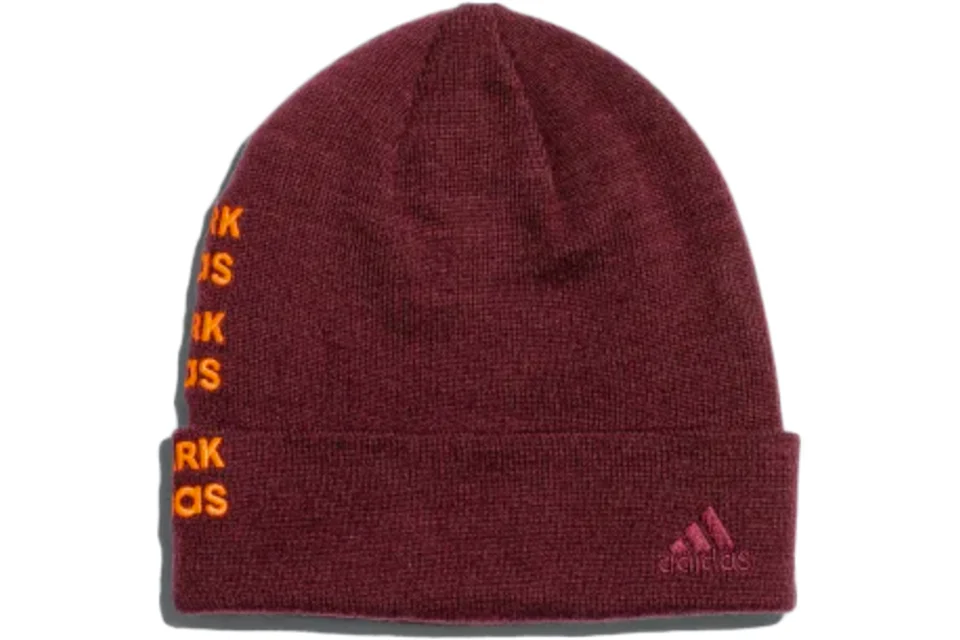 adidas Ivy Park Logo Beanie Maroon Solar Orange FW19 US
