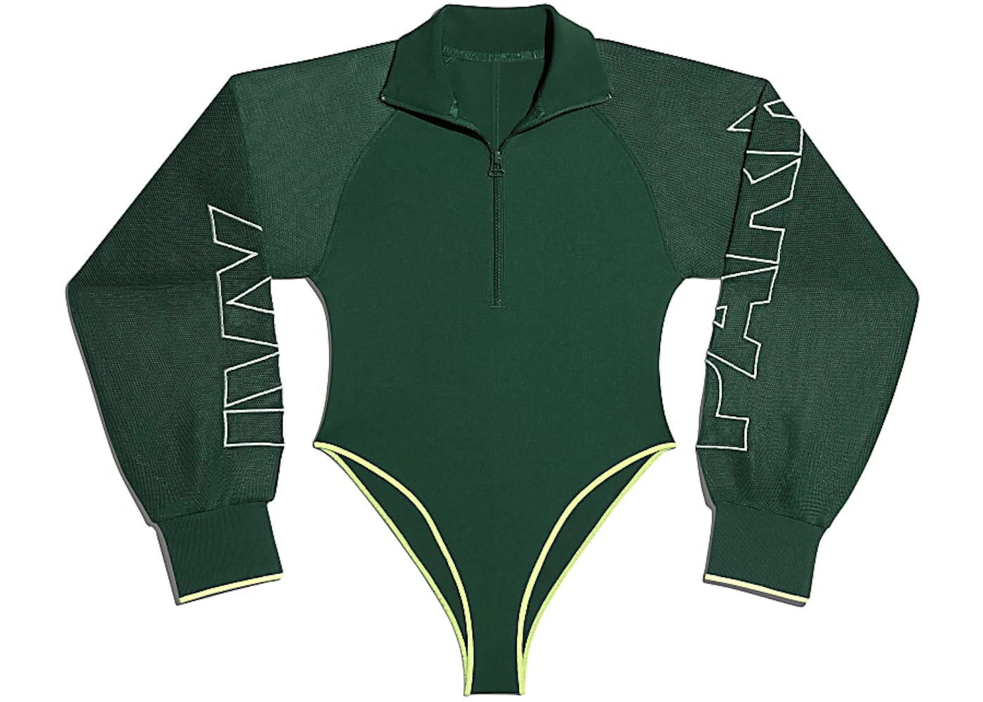 adidas Ivy Park Mesh Sleeve Bodysuit Dark Green/Hi-Res Yellow