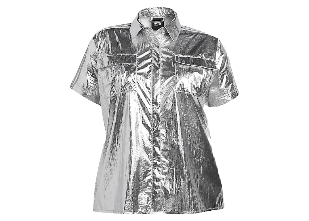 Pre-owned Adidas Originals Adidas Ivy Park Metallic Shirt (plus Size) Silver Metallic