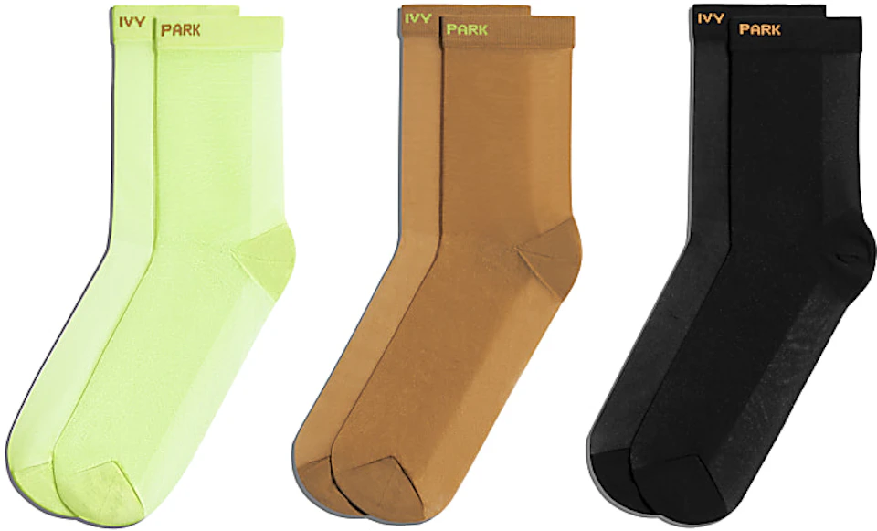 adidas Ivy Park Sheer Socks 3-Pack Hi Res Yellow/Mesa/Black -