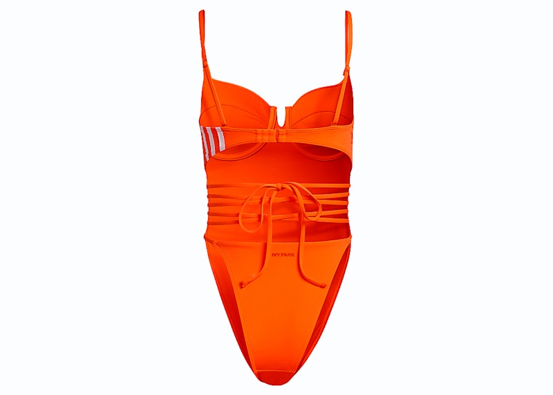 adidas Ivy Park Spaghetti Strap One Piece Swimsuit Solar Orange