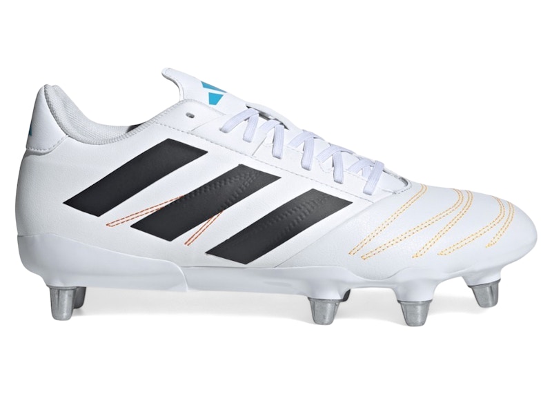Men's Adidas Kakari Elite SG Rugby White Black Sneakers in Cloud White/Core Black/Lucid Aquamarine