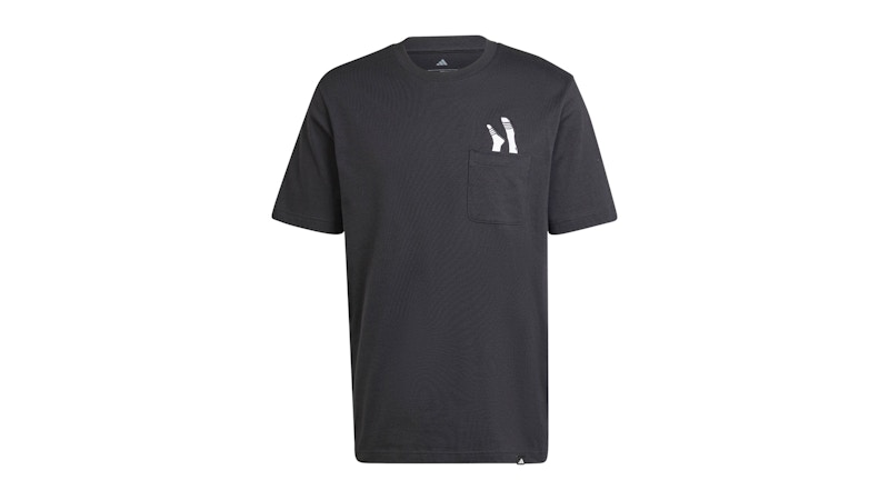 Pre-owned Adidas Originals Men's Adidas Lounge Slides Graphic Pocket T-shirt In Black