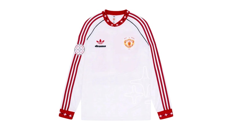adidas Manchester United x Drama Call Langarmtrikot weiß/rot
