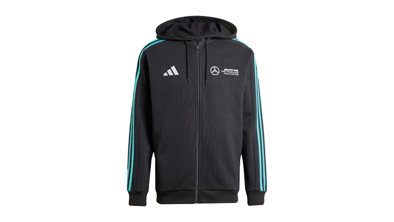 Pre-owned Adidas Originals Men's Adidas Mercedes Amg Petronas Formula Team Dna Full Zip Hoodie In Black/white