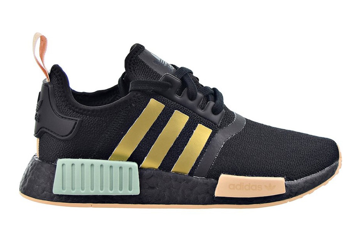 Pre-owned Adidas Originals Adidas Nmd R1 Black Gold Metallic Halo Amber (women's) In Core Black/gold Metallic/halo Amber