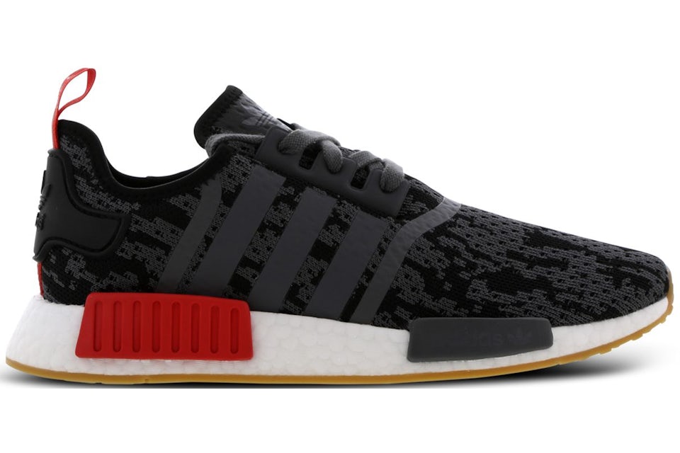 adidas NMD R1 Black Grey Red Gum Foot Locker Exclusive Men s