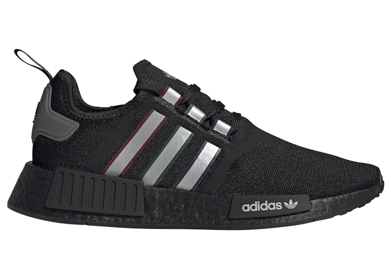 adidas NMD R1 Black Silver Metallic Burgundy