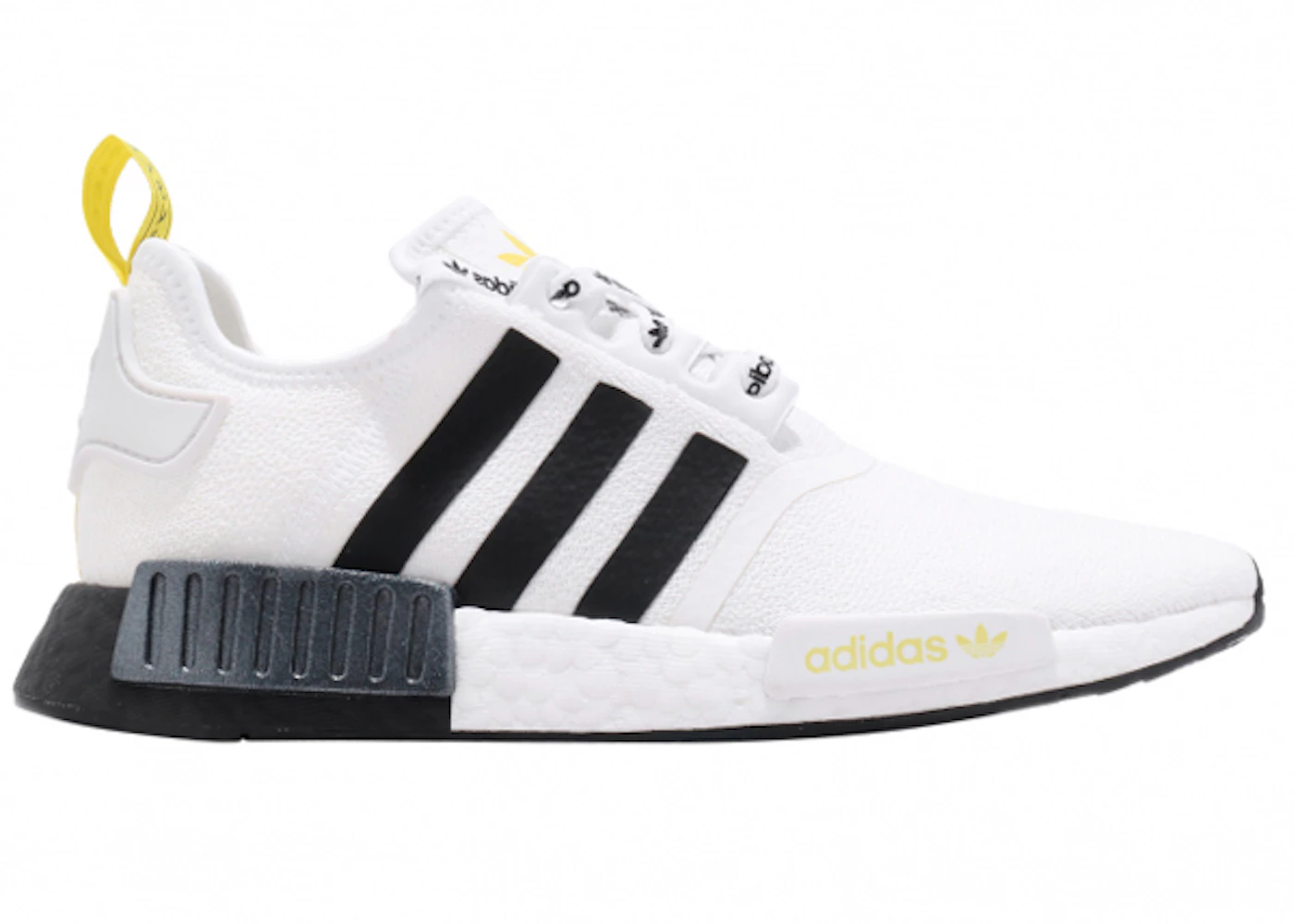 adidas NMD R1 STLT Primeknit White Black Bright Yellow Men's - FV2549 - US