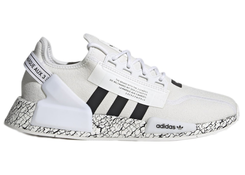 adidas NMD R1 V2 Crackled White Black Men s GZ6550 US