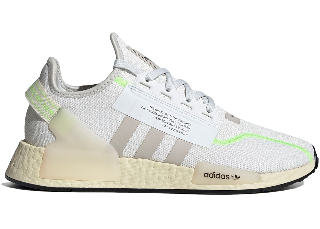 Pre-owned Adidas Originals Adidas Nmd R1 V2 Crystal White Signal Green In Crystal White/grey One/signal Green
