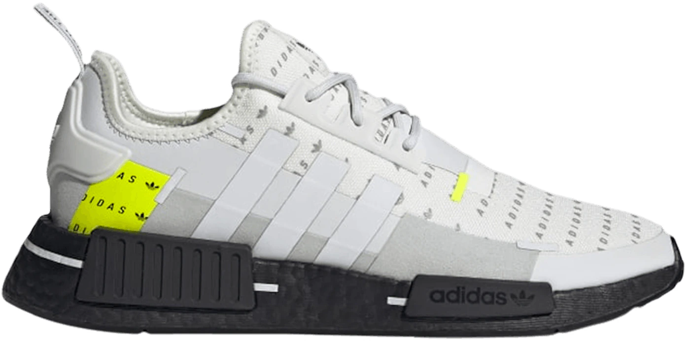 adidas Men's NMD R1 V2 Casual Shoes, White/White/Lime, 9 