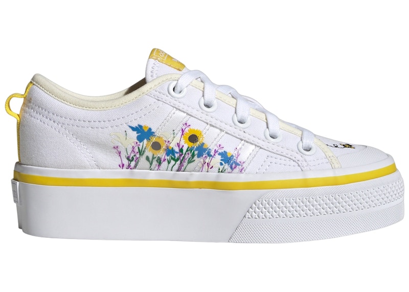 Pre-owned Adidas Originals Nizza Platform Sneakers In Cloud White/yellow/off White