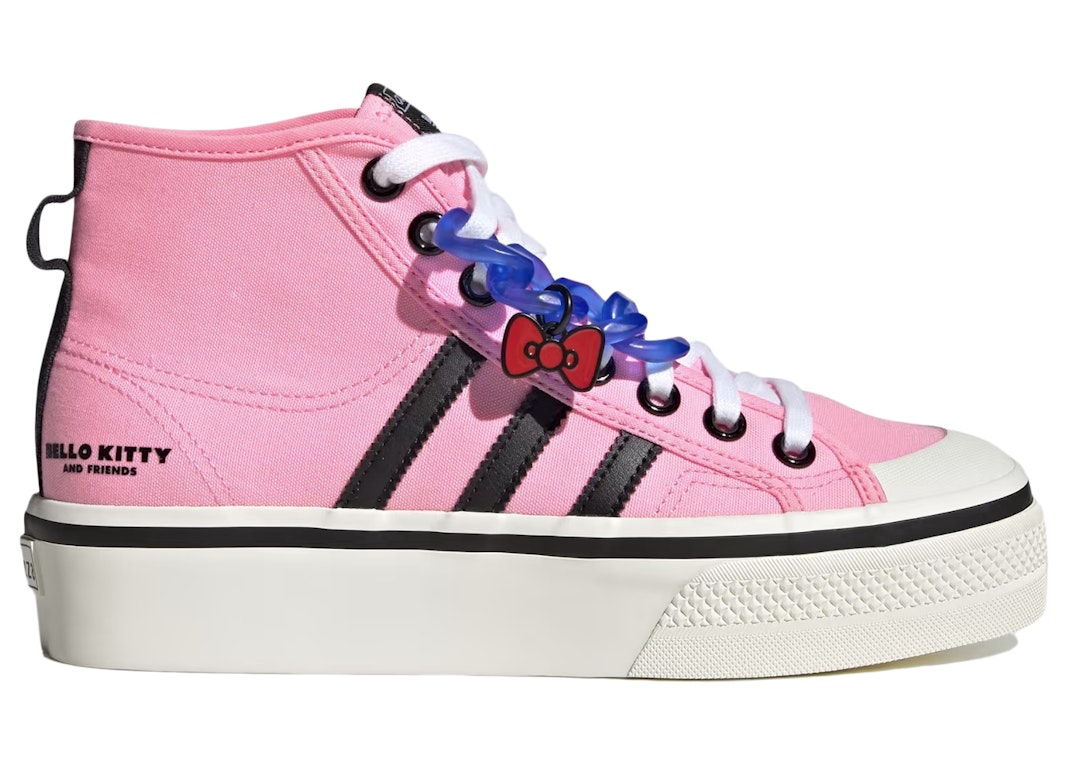 Pre-owned Adidas Originals Adidas Nizza Platform Mid Hello Kitty And Friends (women's) In Pink Glow/core Black/bright Royal