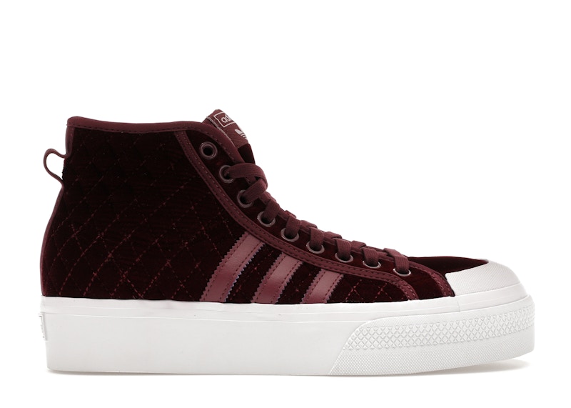 Pre-owned Adidas Originals Nizza Platform Mid Velour (women's) Sneakers In Victory Crimson/cloud White