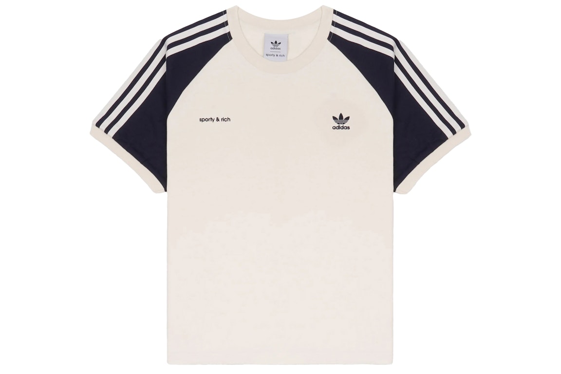 Pre-owned Adidas Originals X Sporty & Rich Ringer Tee Cream/navy
