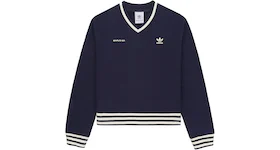 adidas Originals x Sporty & Rich V-Neck Sweatshirt Navy/Cream