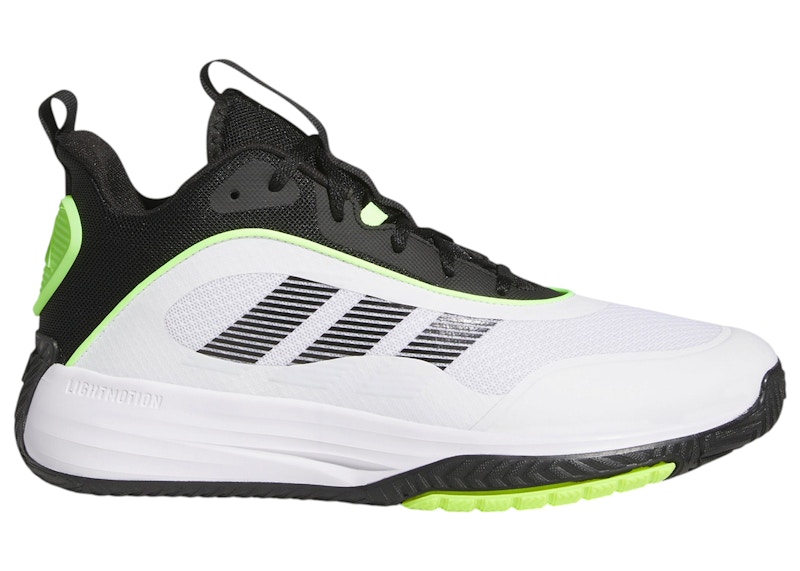 Men's Adidas Ownthegame 3.0 White Black Sneakers in Cloud White/Core Black/Lucid Lemon