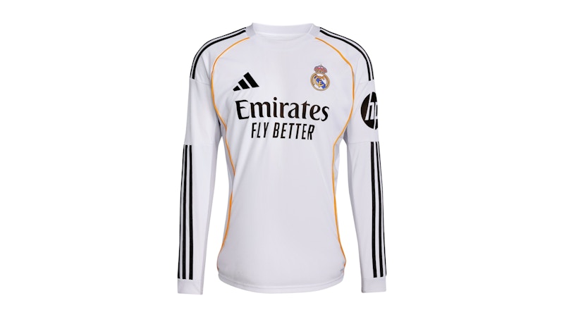 adidas Real Madrid 25/26 Long Sleeve Home Jersey White Men's
