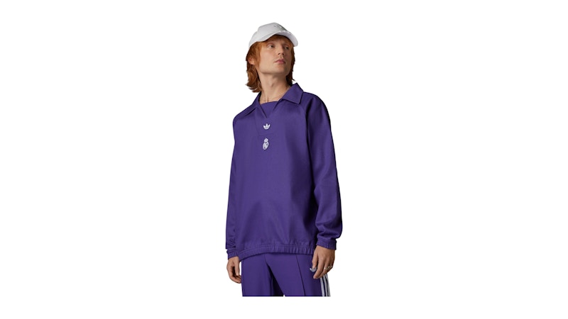 adidas Real Madrid Terrace Icons Drill Sweatshirt Purple Men's