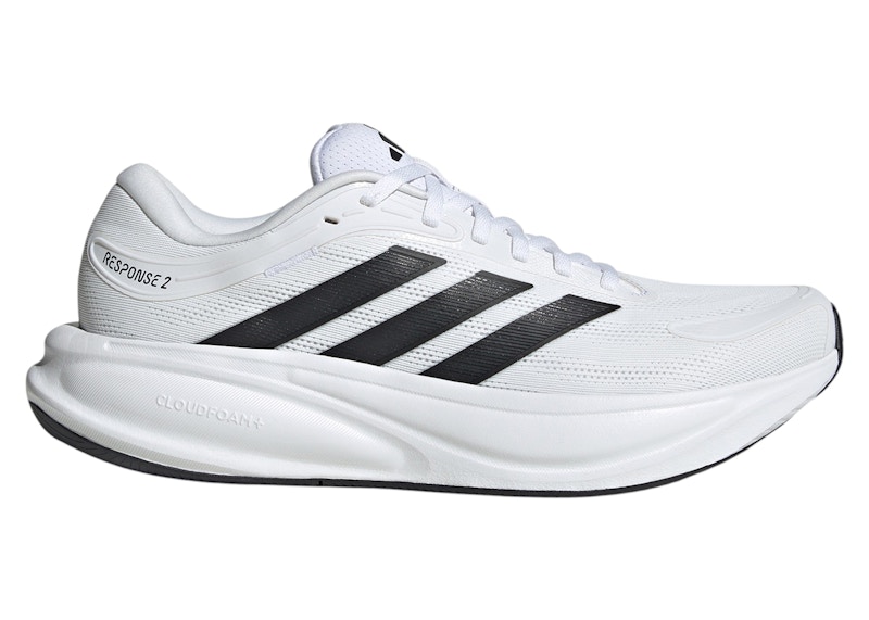 Men's Adidas Response 2 White Black Sneakers in Cloud White/Core Black/Iron Metallic