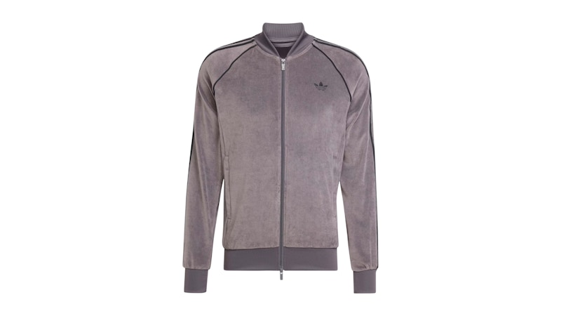 adidas SST Adicolor Velour Track Top Grey Strata Men's - US
