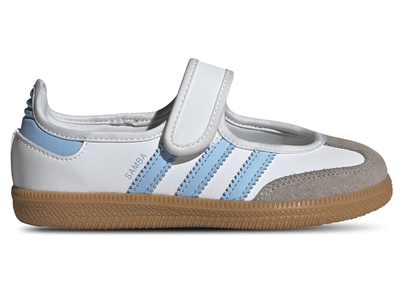 Adidas Samba Jane White Sneakers in Cloud White/Clear Sky Blue/Gum
