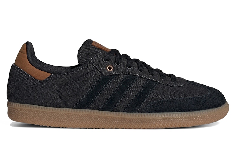 Men's Adidas Samba OG Black Denim Sneakers in Core Black/Gum