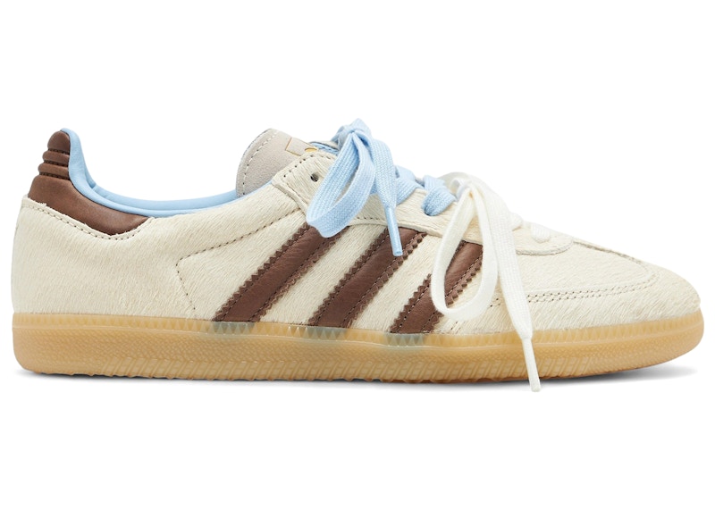 Adidas Samba OG Pony Hair (Women's) Sneakers in Cream White/Earth Strata/Clear Sky Blue