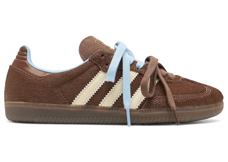 Adidas Samba OG Pony Hair (Women's) Sneakers in Earth Strata/Clear Sky Blue/Cream White