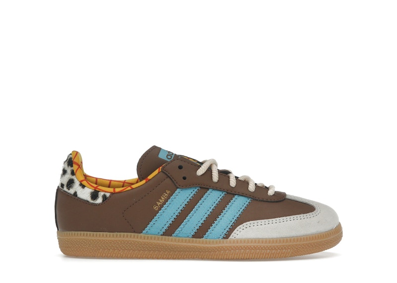 Pre-owned Adidas Originals Samba Og Toy Story Woody Sneakers In Preloved Brown/preloved Blue/aluminum In Multi