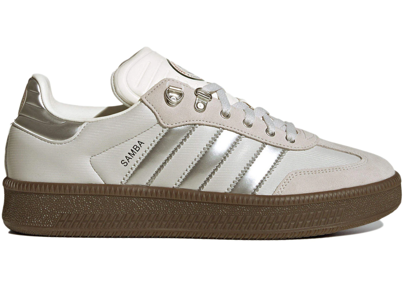 Metallic Silver Adidas Samba White And Silver Adidas Samba XLG Off