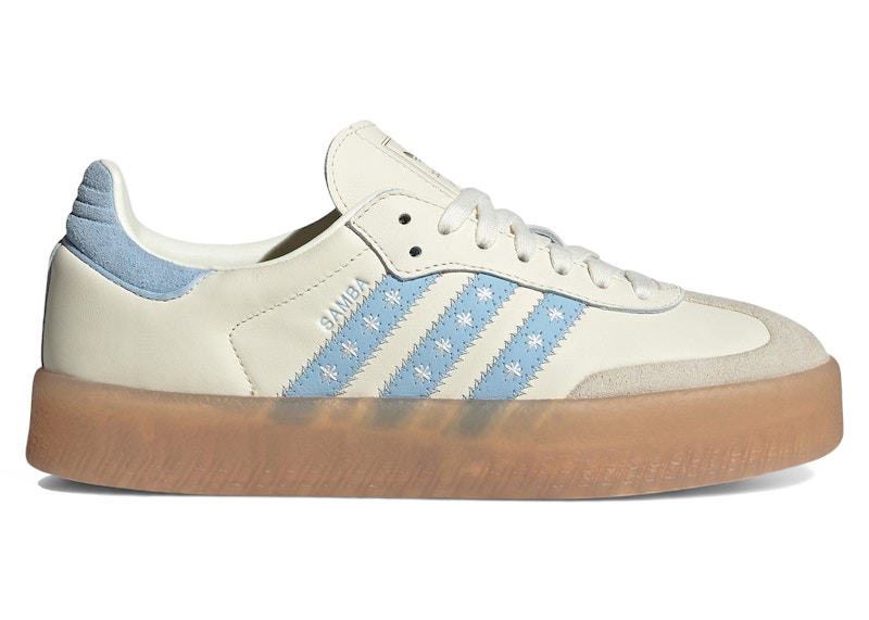 Pre-owned Adidas Originals Sambae (women's) Sneakers In Cream White/clear Sky Blue/cloud White