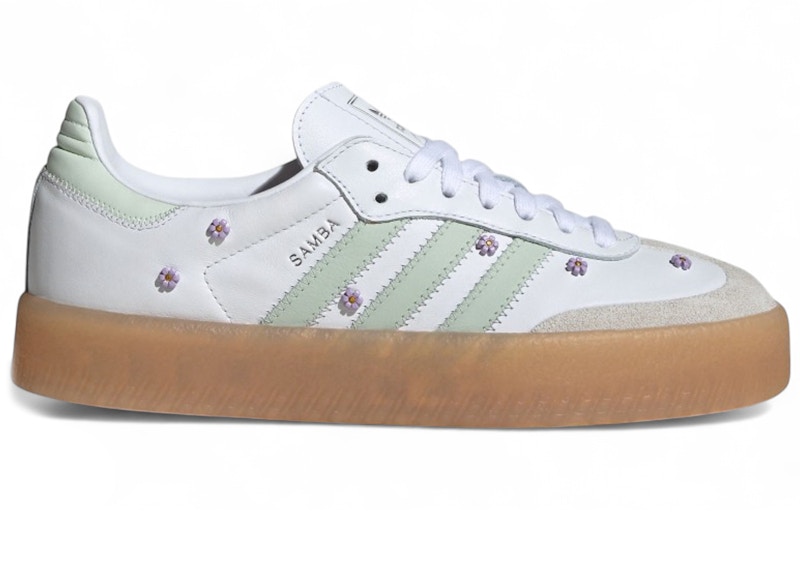 Pre-owned Adidas Originals Sambae Floral White (women's) Sneakers In Cloud White/linen Green/gum In Multi
