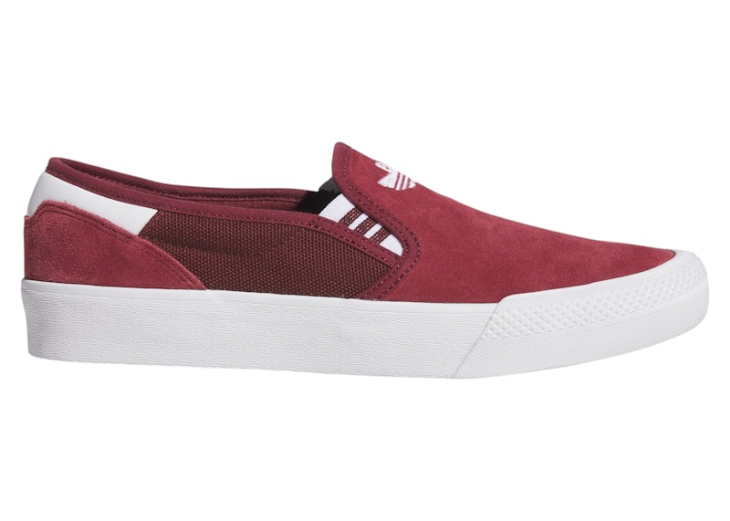 Pre-owned Adidas Originals Men's Adidas Shmoofoil Slipon White Sneakers In Shadow Red/cloud White/gum