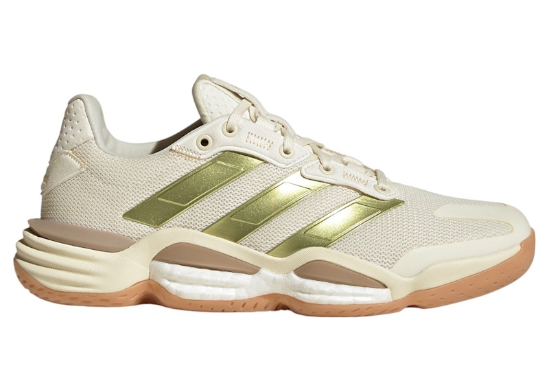 Pre-owned Adidas Originals Stabil 16 Indoor (women's) Sneakers In Off White/gold Metallic/crystal Sand