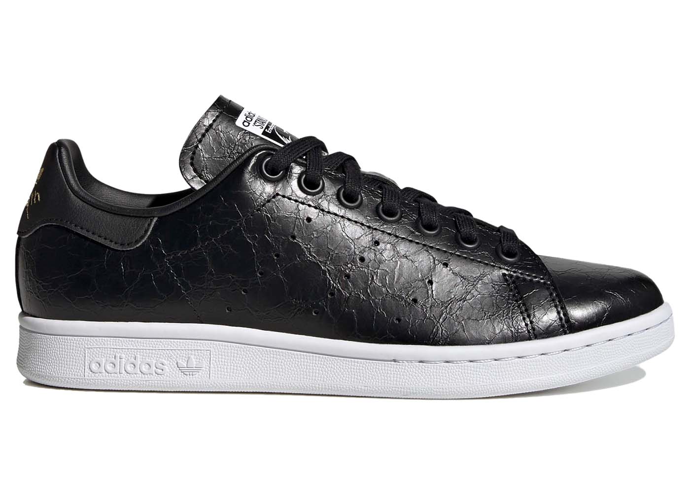 adidas Stan Smith Cracked Leather Black Gold (Women's) - GY5906 - US